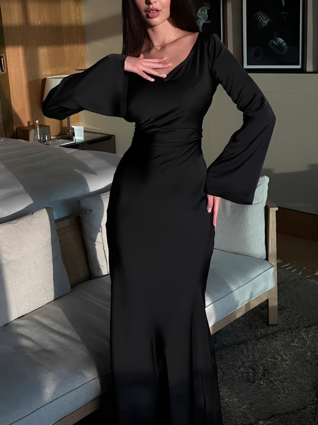 Josie - Robe Longue Décontractée à Manches