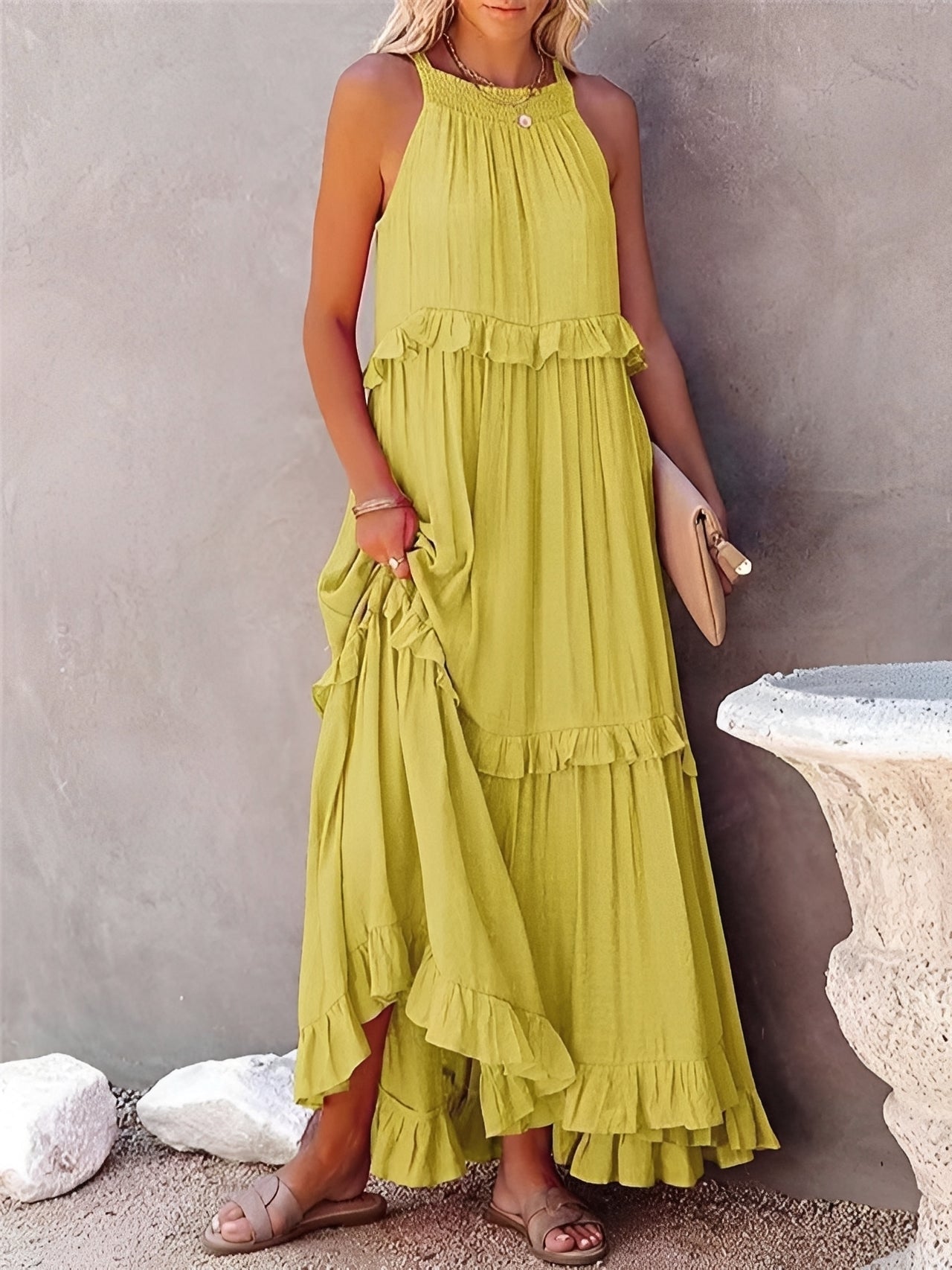 Zanna - Robe chic sans manches avec volants pour femmes