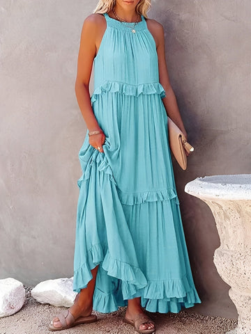 Zanna - Robe chic sans manches avec volants pour femmes