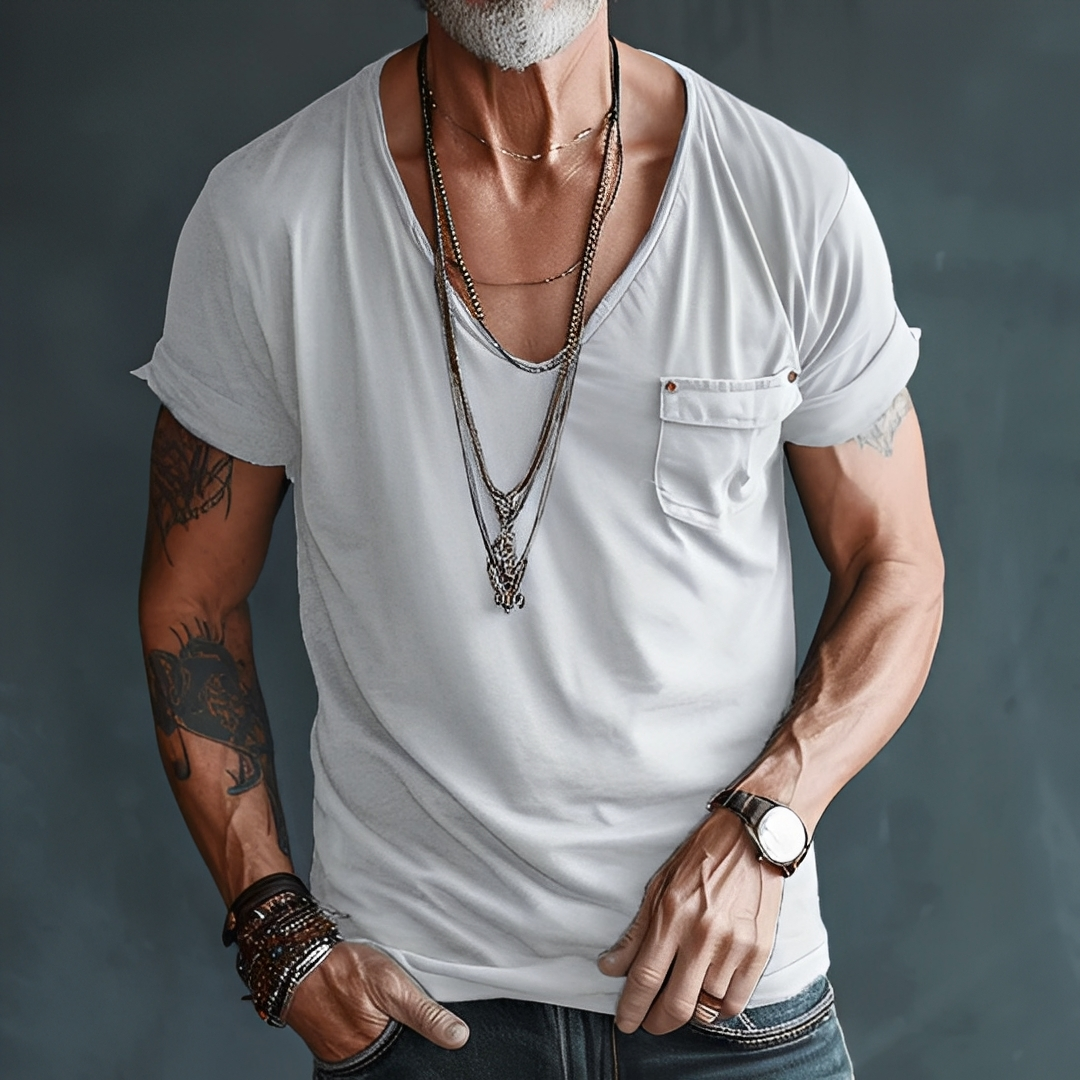 Jelou - T-shirt d'été pour homme, style décontracté