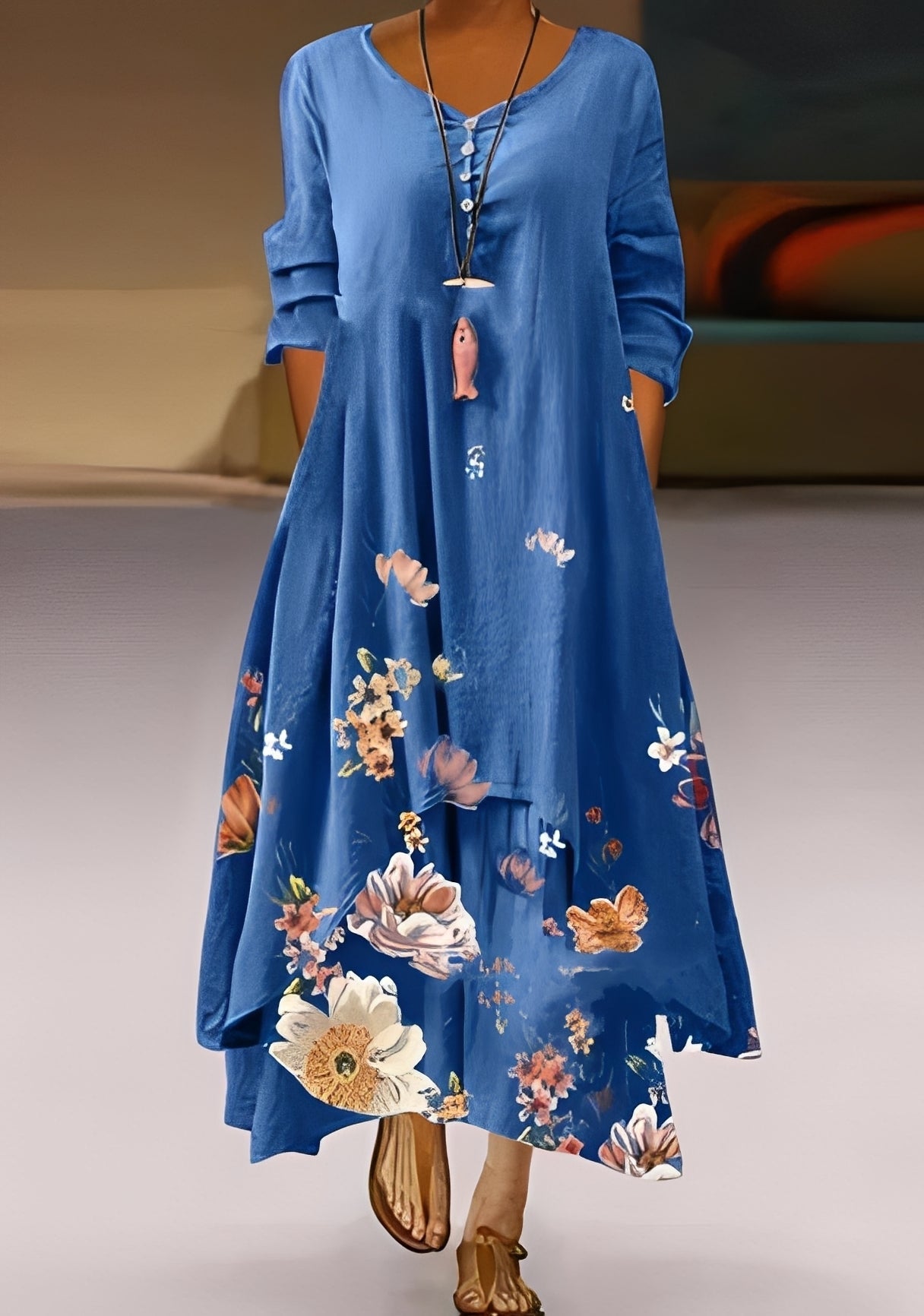 Belle - Robe élégante et fluide à motifs pour femmes