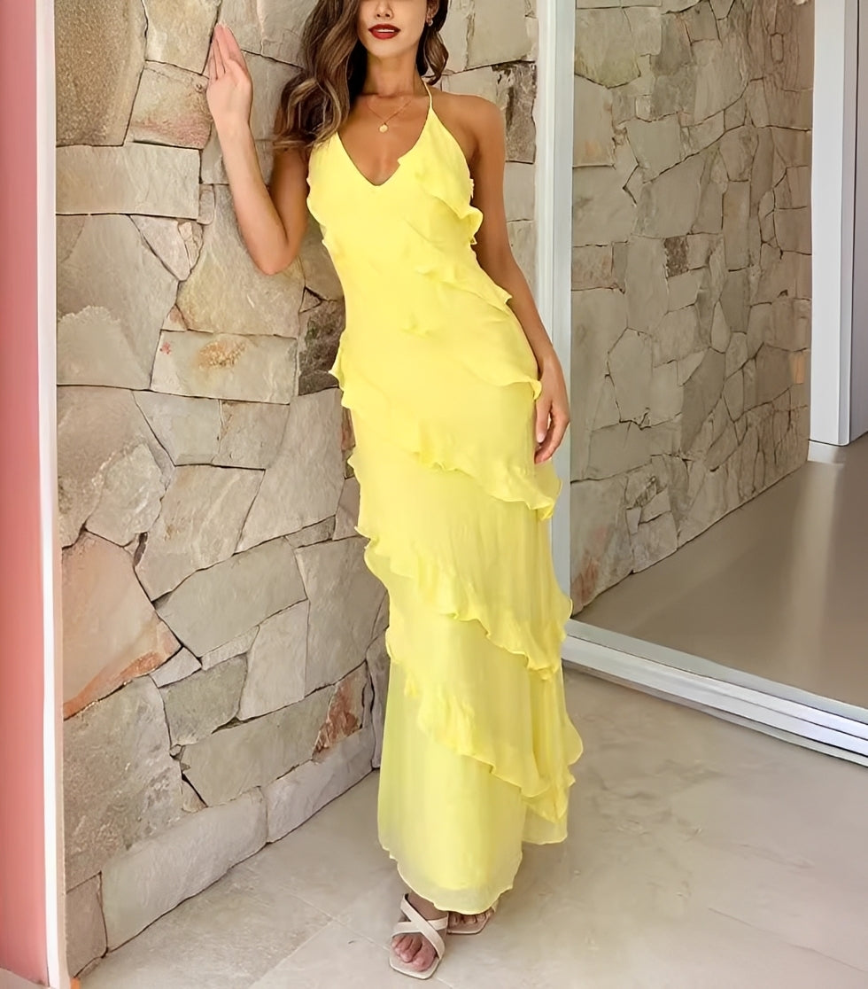 Ashley - Robe Longue Élégante à Volants