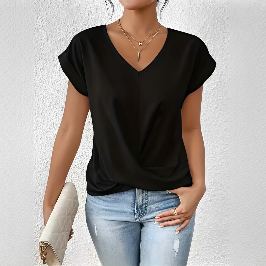 Velanie - T-Shirt Col V Détendu