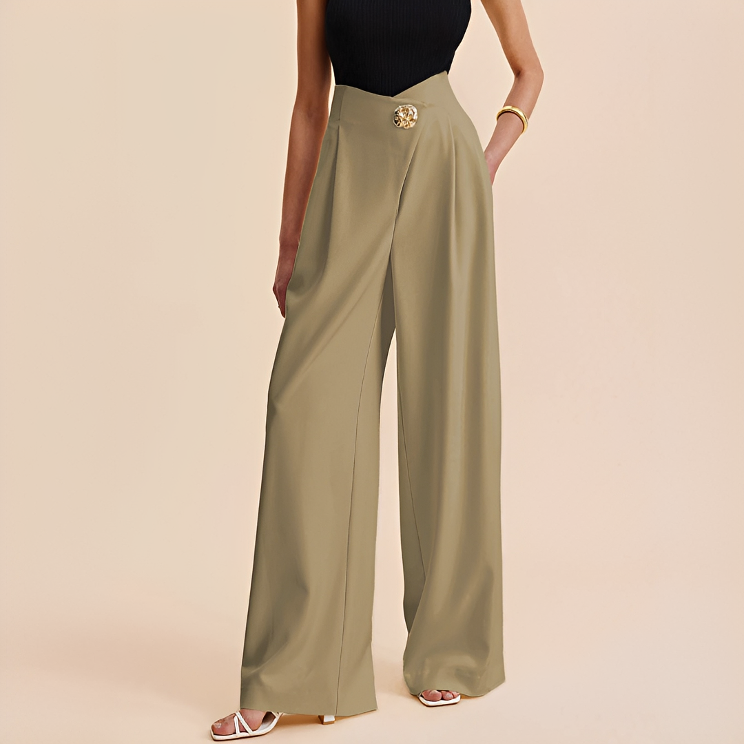 Joyce - Pantalon large taille haute