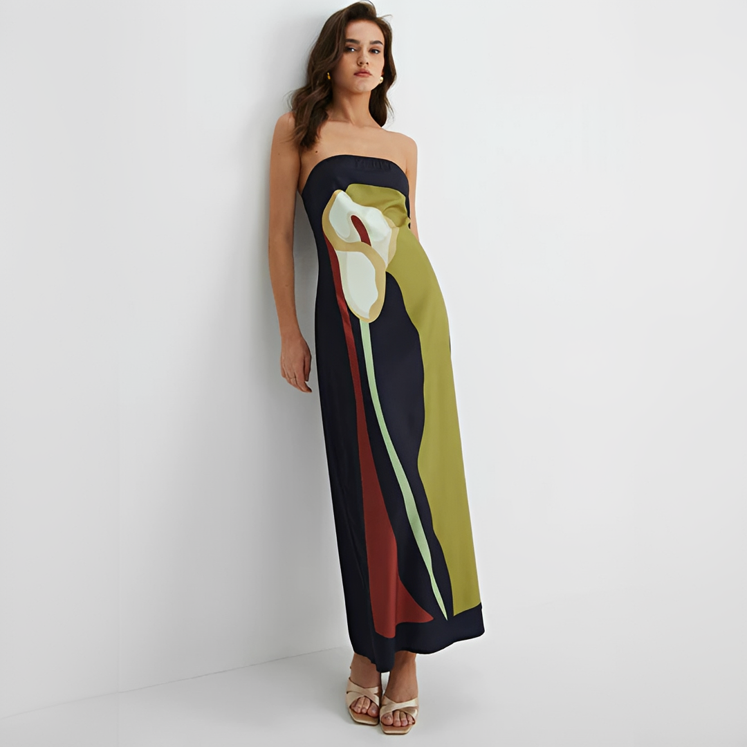 Delaney - Robe Élégante à Fleurs Sans Bretelles
