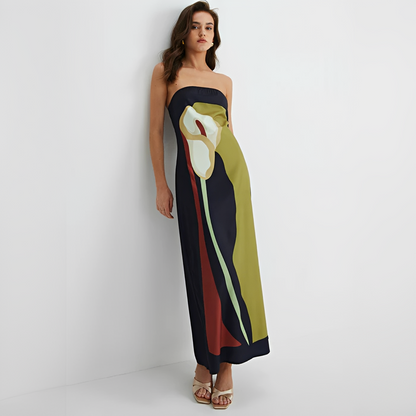 Delaney - Robe Élégante à Fleurs Sans Bretelles