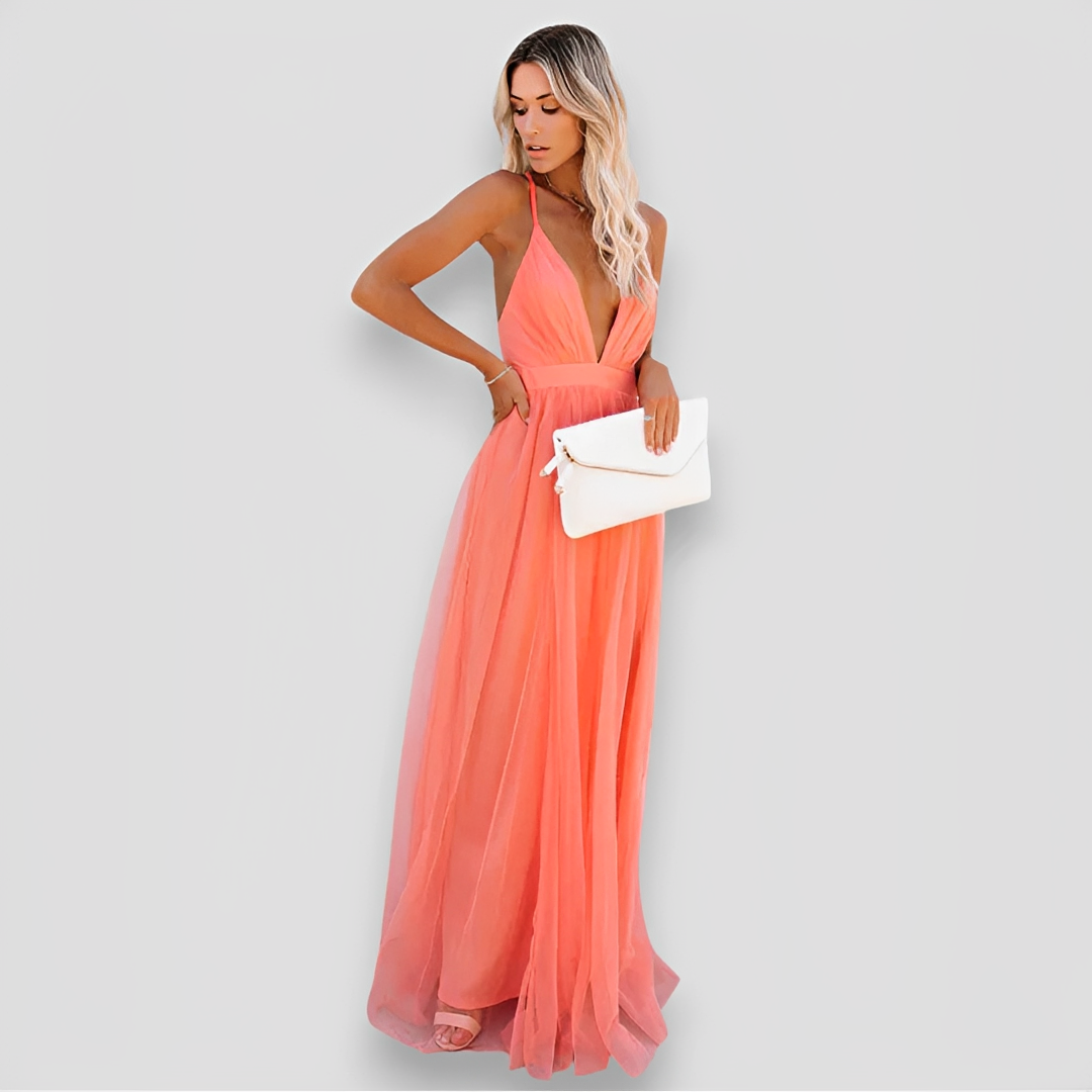 Lidia - Robe Maxi Élégante à Col en V