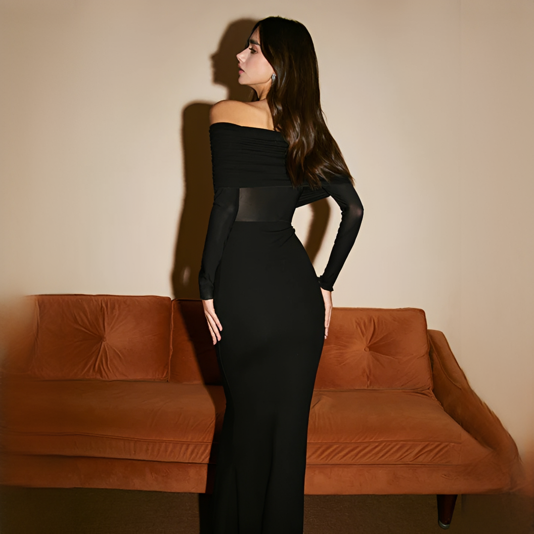 Ermanda - Élégante robe longue épaules dénudées