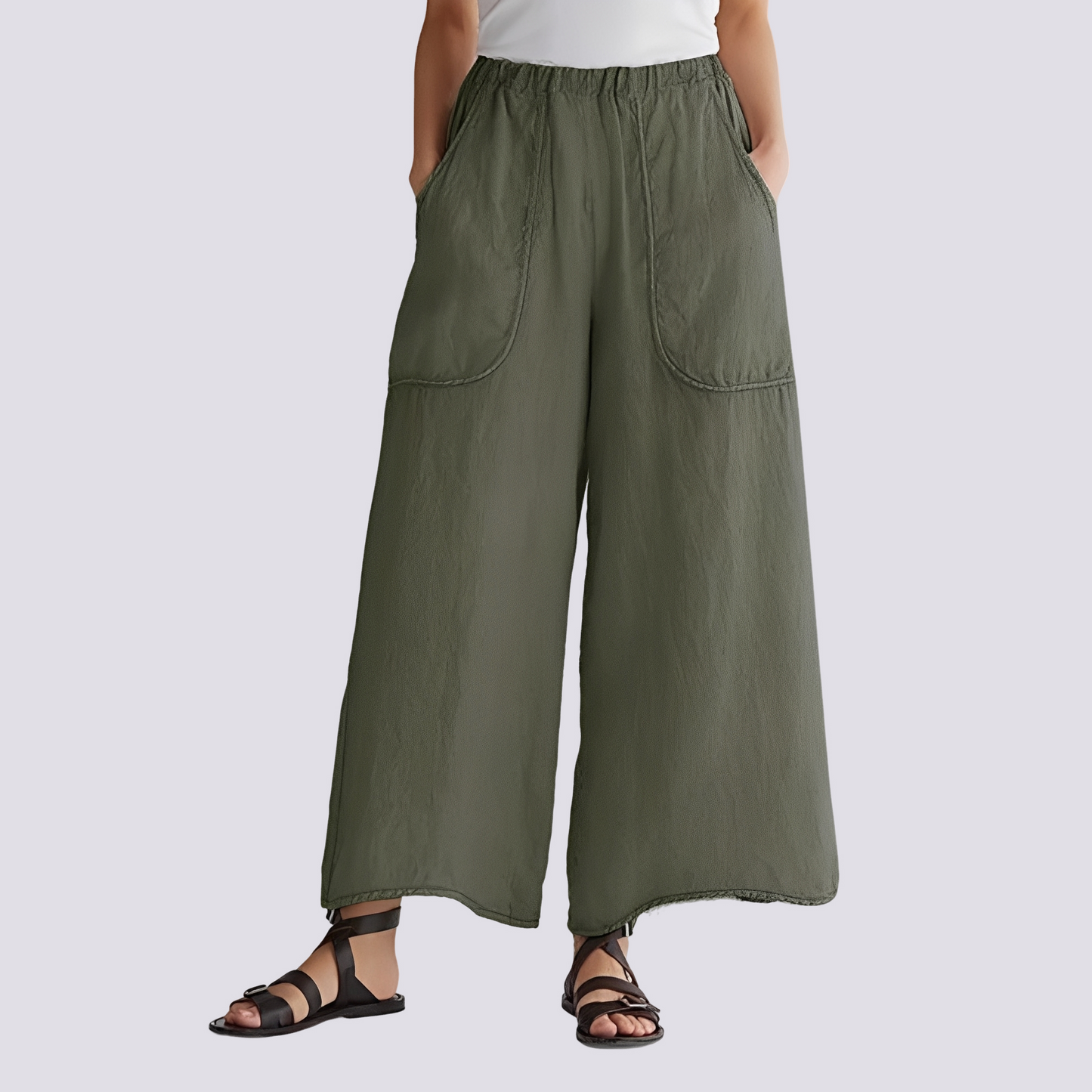 Angela - Pantalon femme à jambes évasées et style décontracté