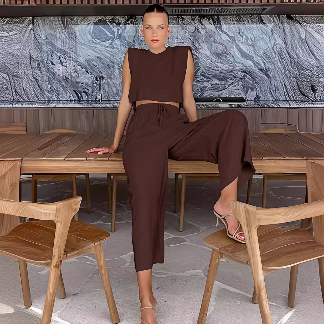 Meavel - Ensemble pantalon large à la mode et haut