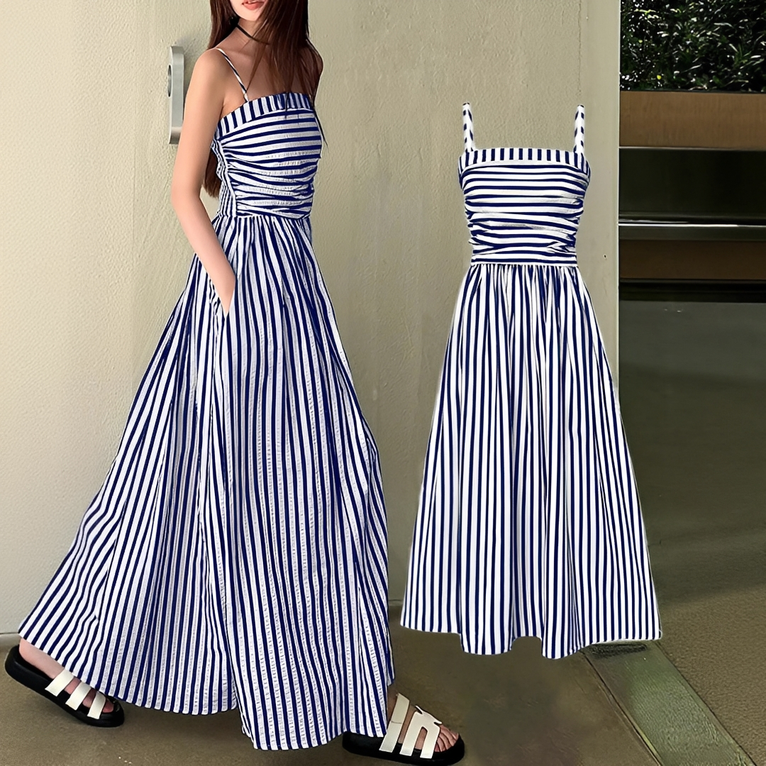 Cindy - Élégante Robe Maxi à Rayures