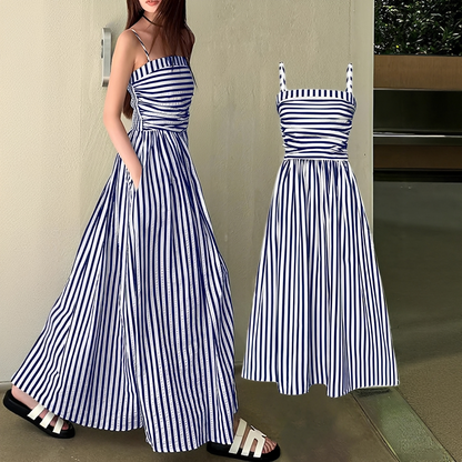 Cindy - Élégante Robe Maxi à Rayures