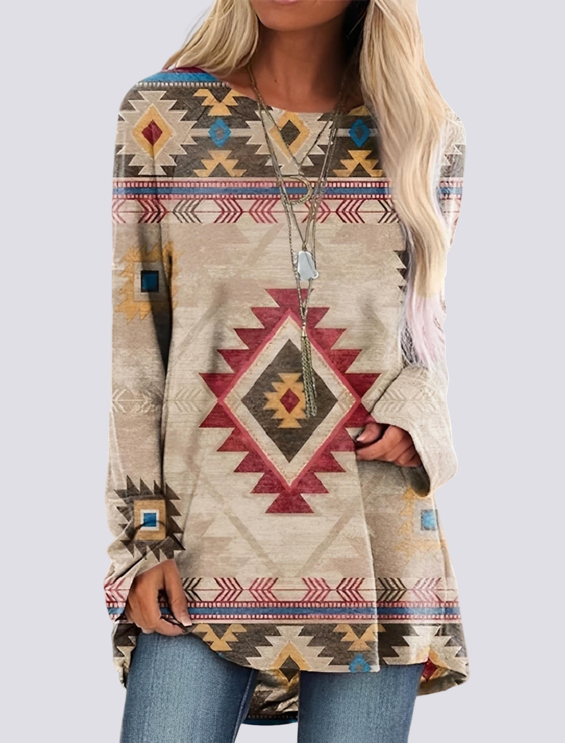 Monica - Robe chemise élégante avec motif ethnique