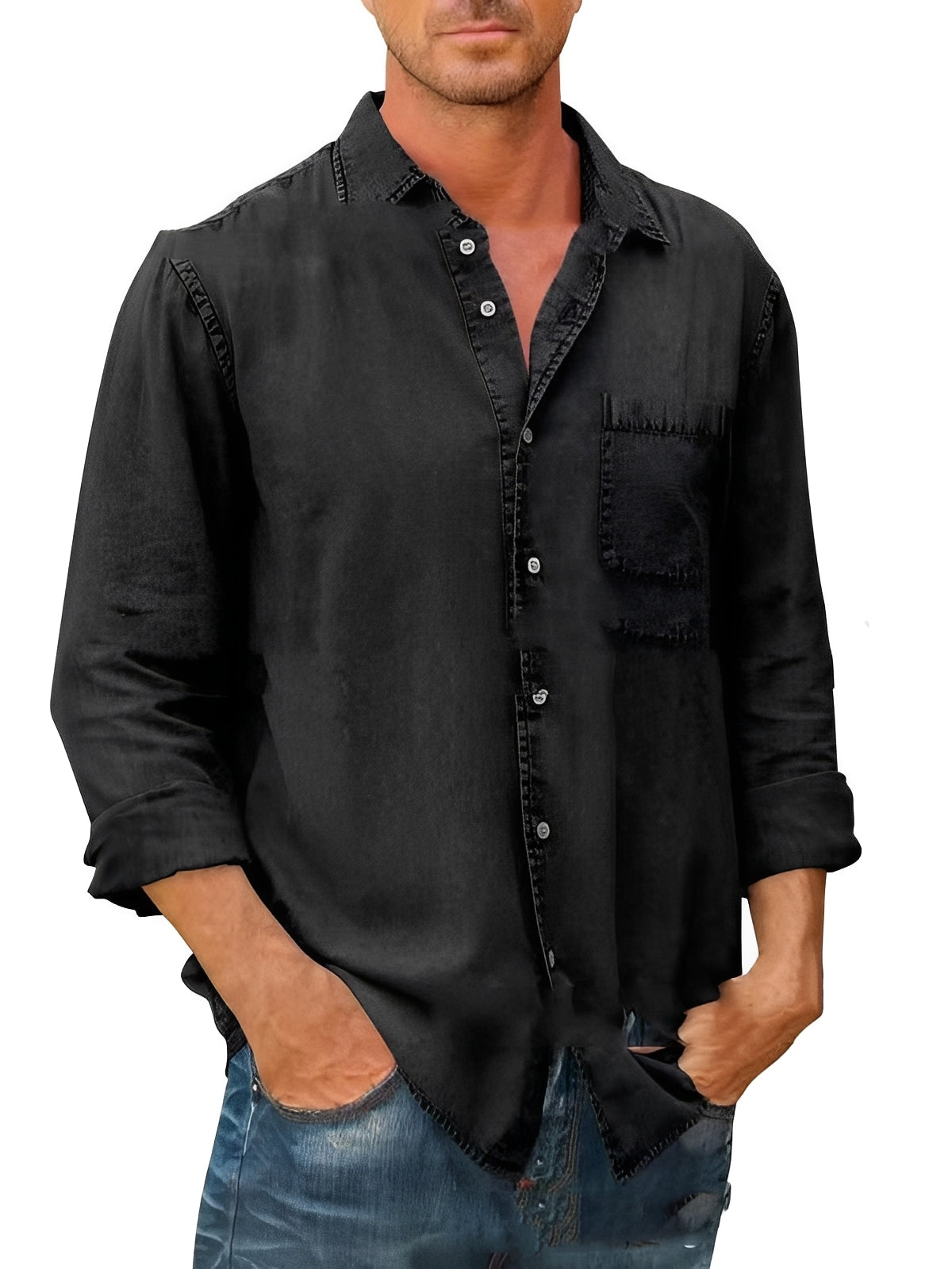 Alfie - Chemise à manches longues au style vieilli