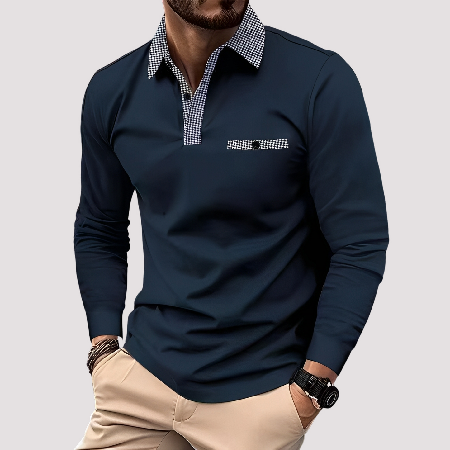 Aidan - Polo élégant à manches longues pour hommes