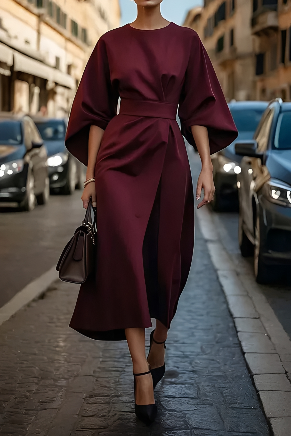 Vera - Robe Midi Chic avec Ceinture