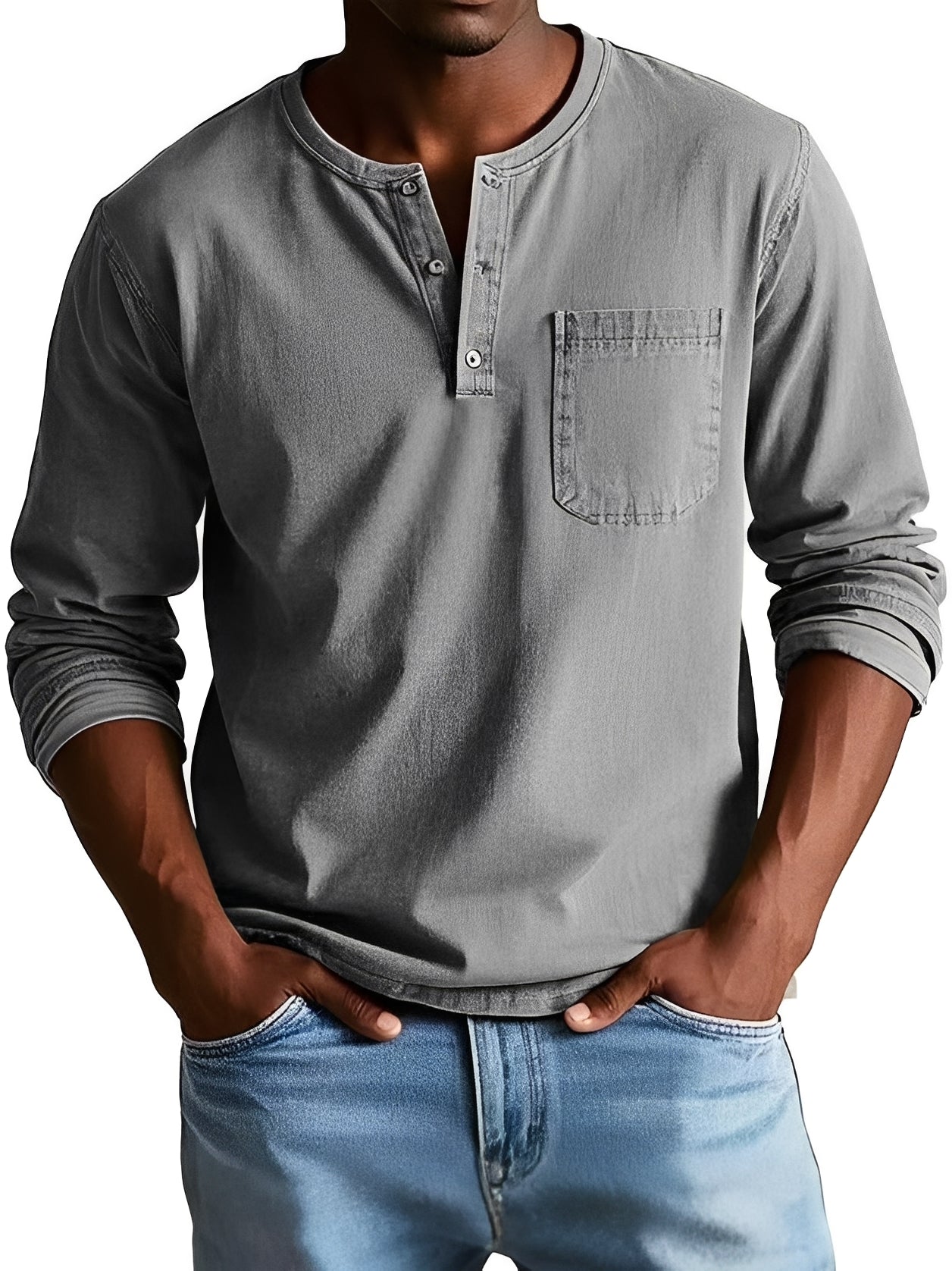 Steve - Chemise homme à manches longues, style relax