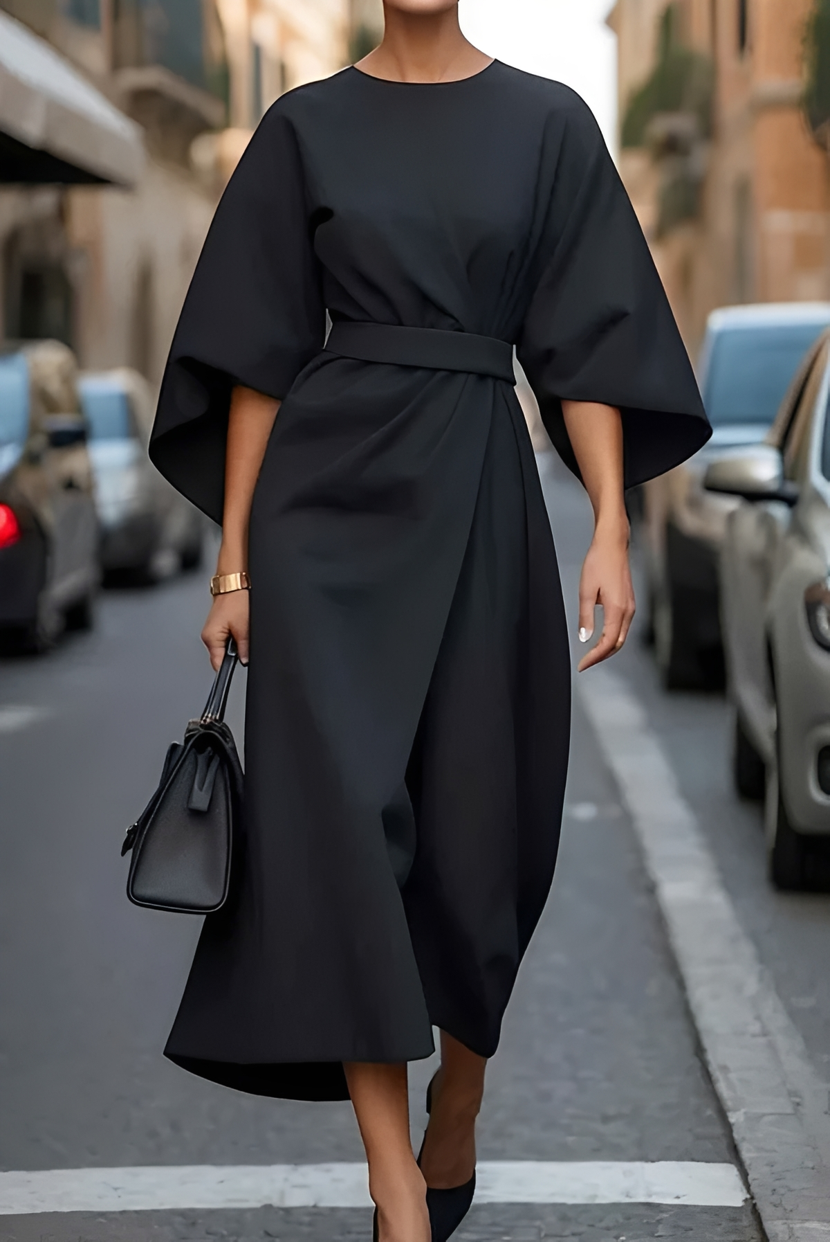 Vera - Robe Midi Chic avec Ceinture