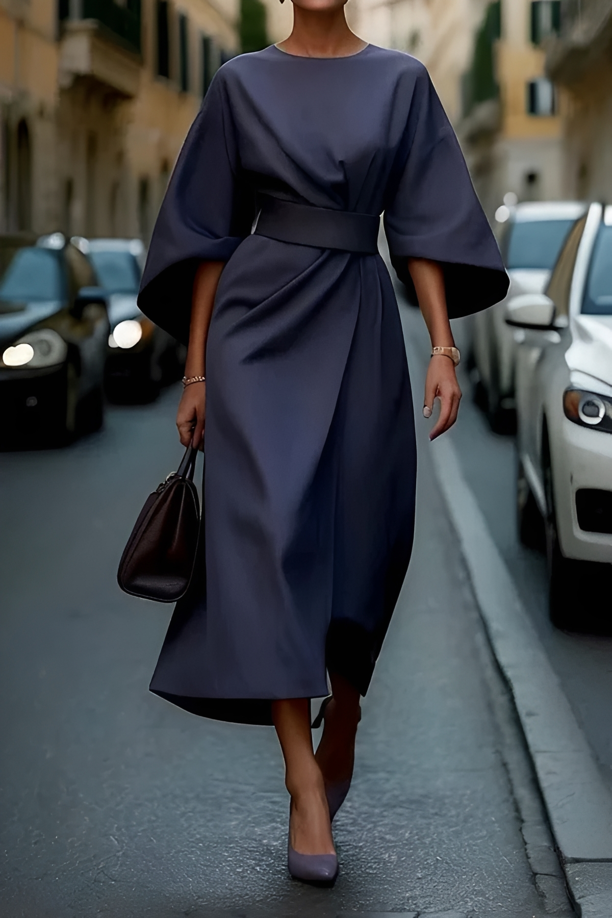 Vera - Robe Midi Chic avec Ceinture