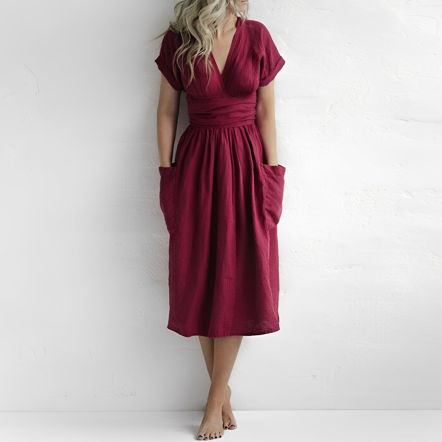 Sasha - Robe portefeuille simple avec poches