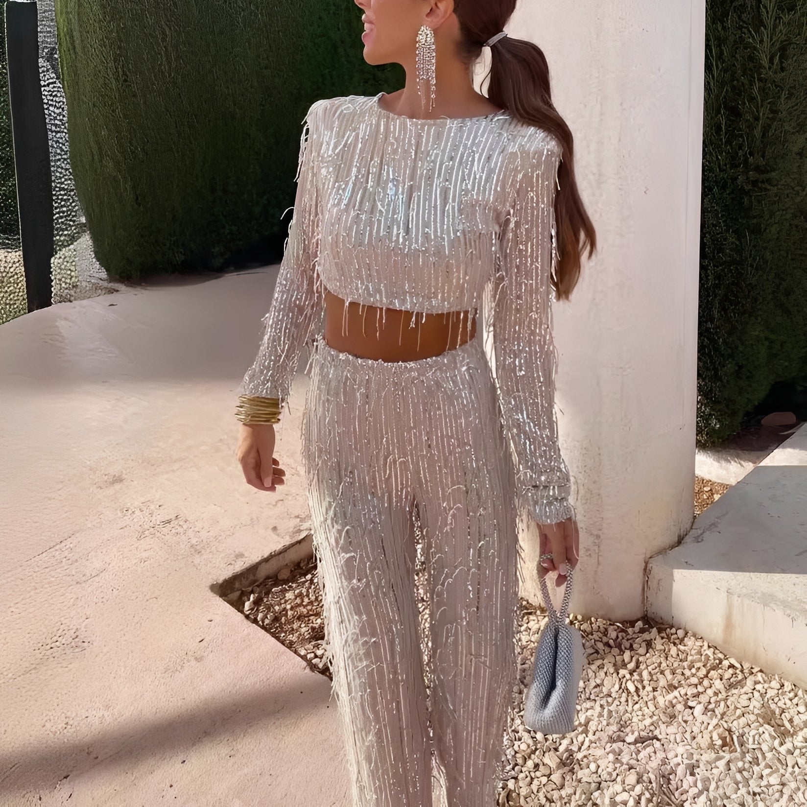 Meghan - Ensemble élégant avec sequins et franges