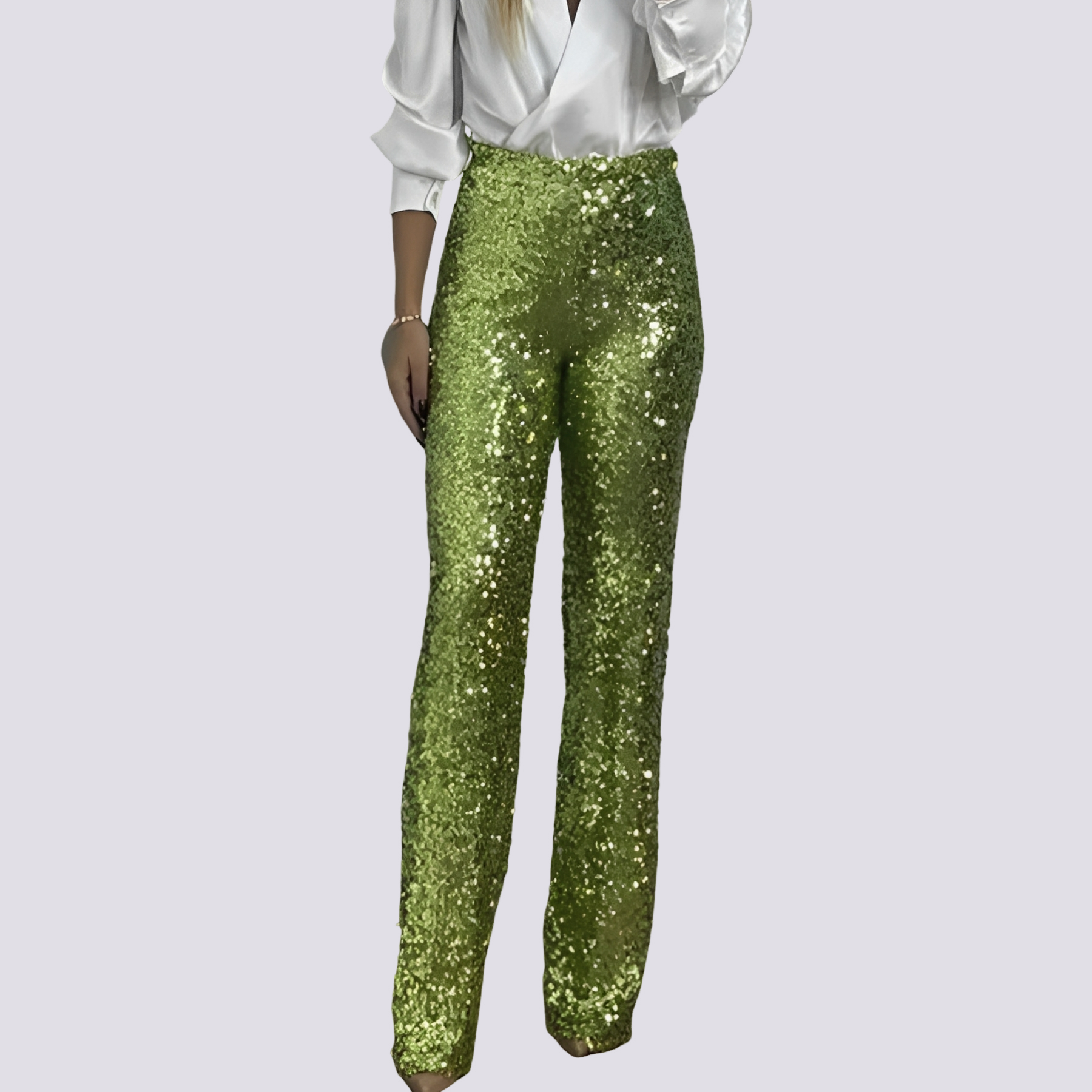 Mandy - Pantalon à paillettes taille haute