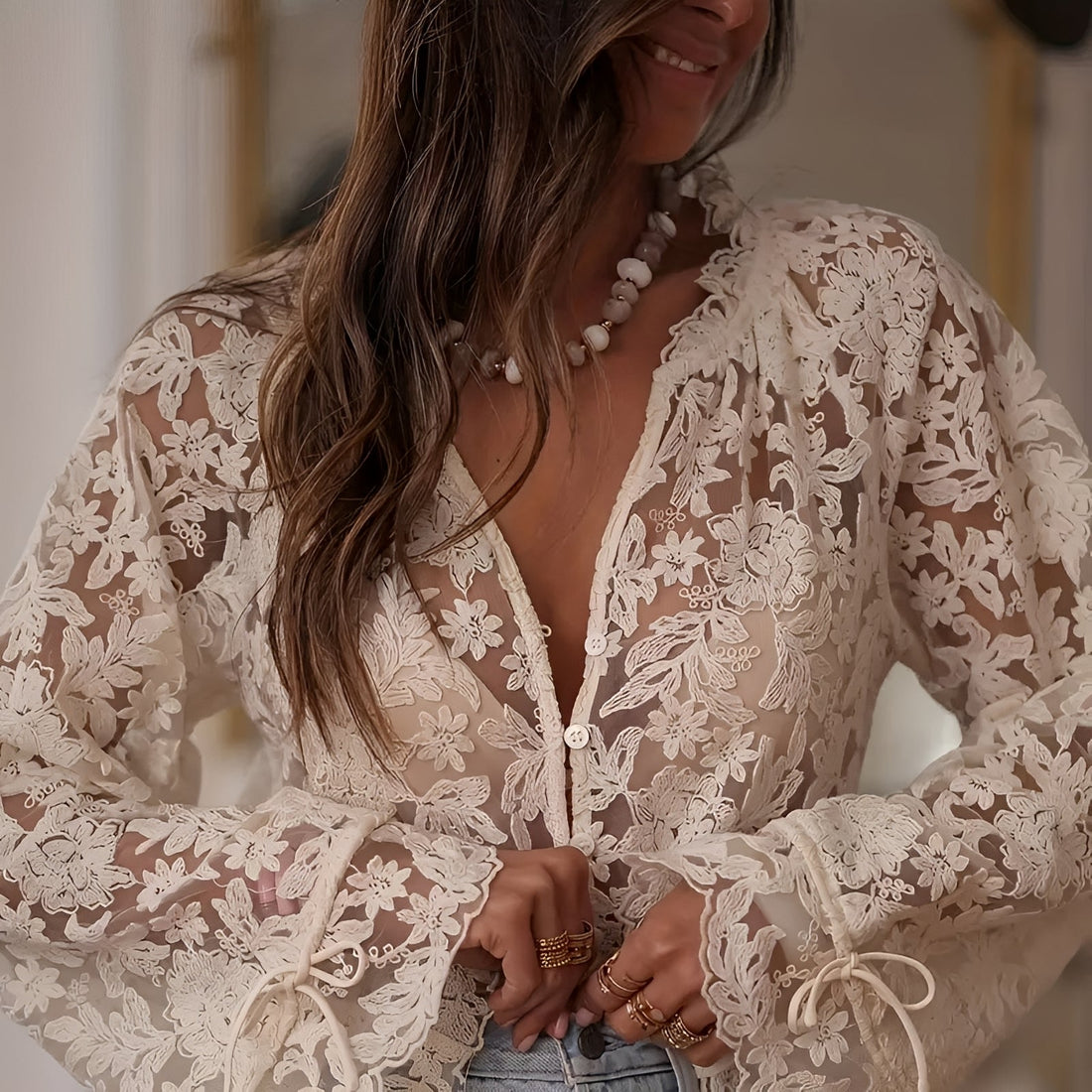 Alexia - Blouse Chic avec Motifs Floraux