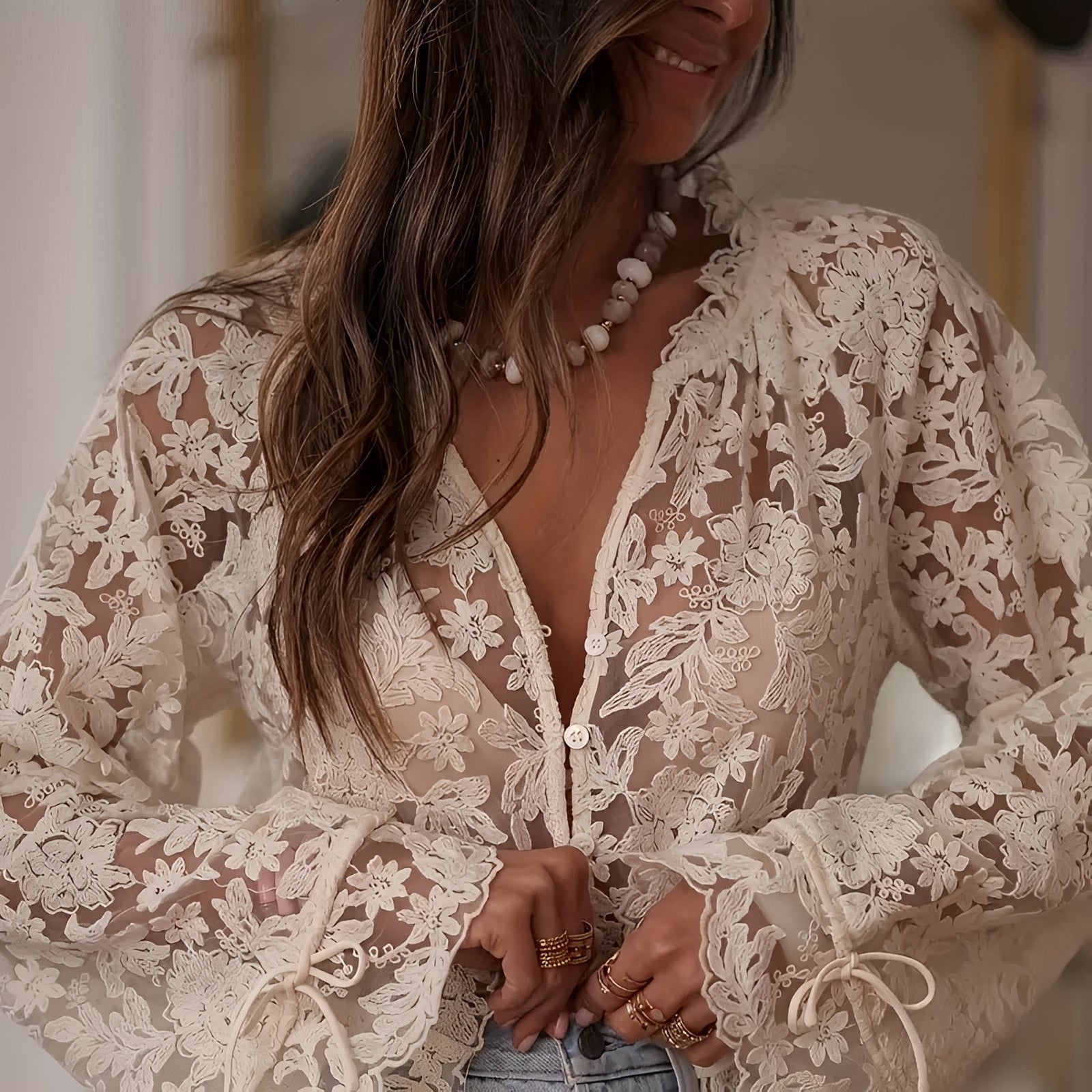 Alexia - Blouse Chic avec Motifs Floraux