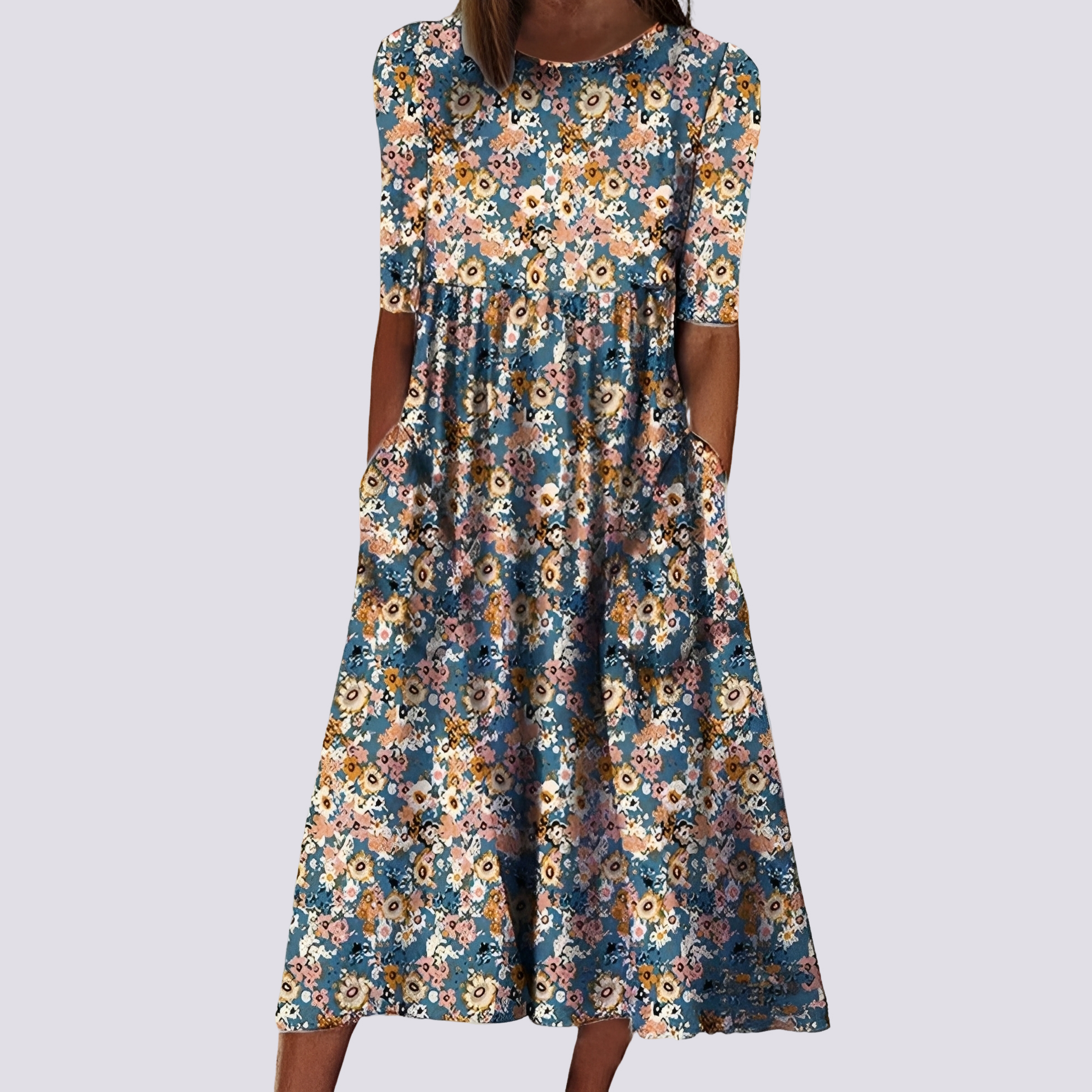 Lucie - Robe longue à fleurs chic