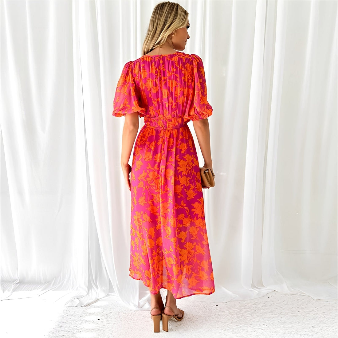 Louisa - Robe Midi Ample à Motifs Floraux