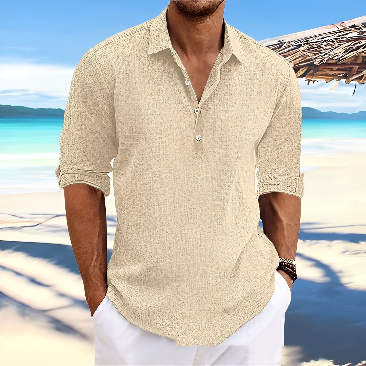 Ricky – Chemise homme à manches longues – parfaite pour des journées chaudes et confortables