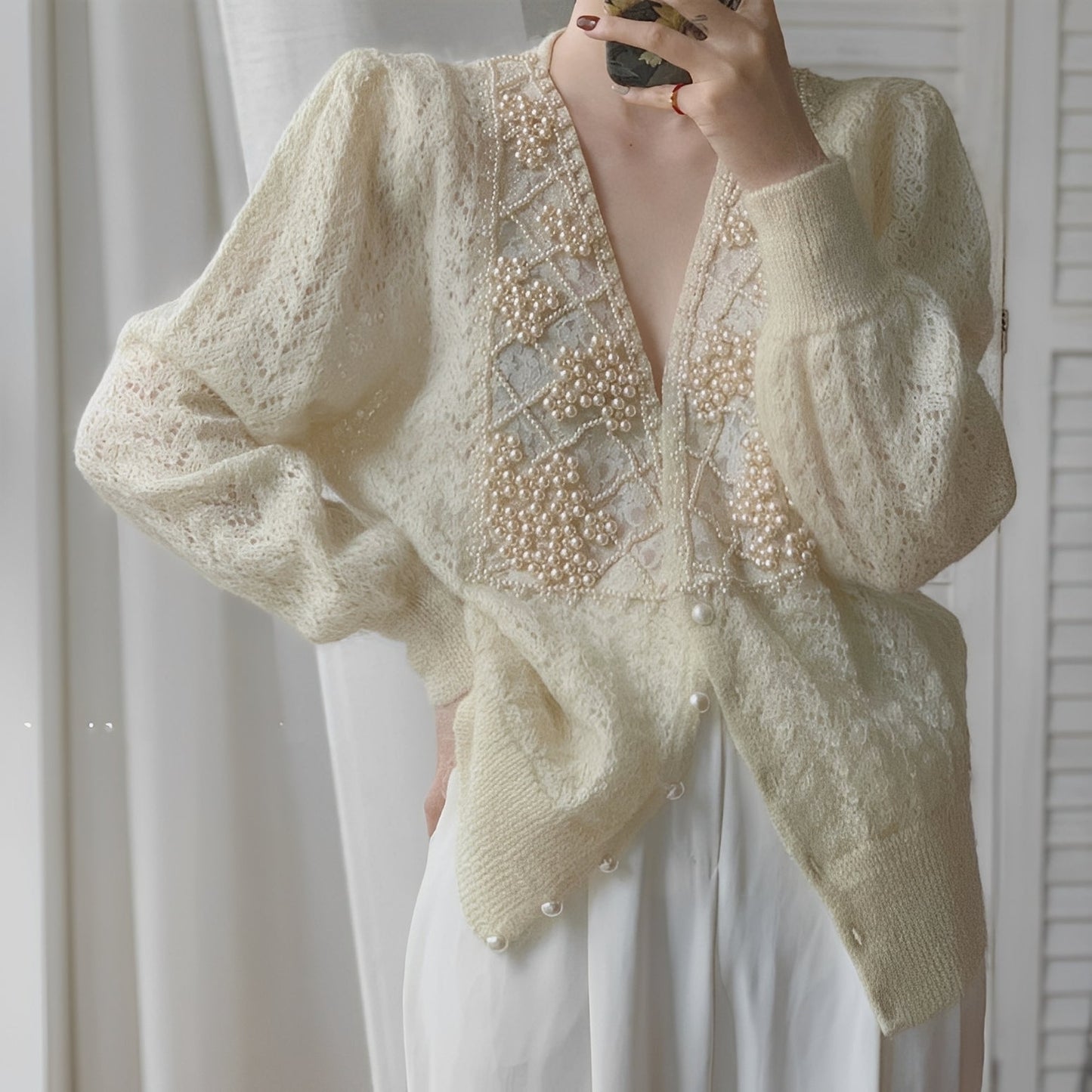 Rachael - Cardigan élégant à manches longues avec perles pour femmes