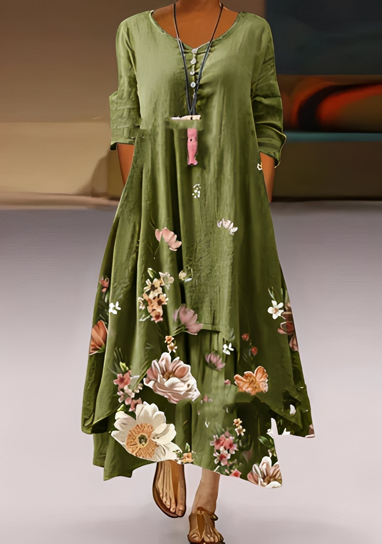 Belle - Robe élégante et fluide à motifs pour femmes