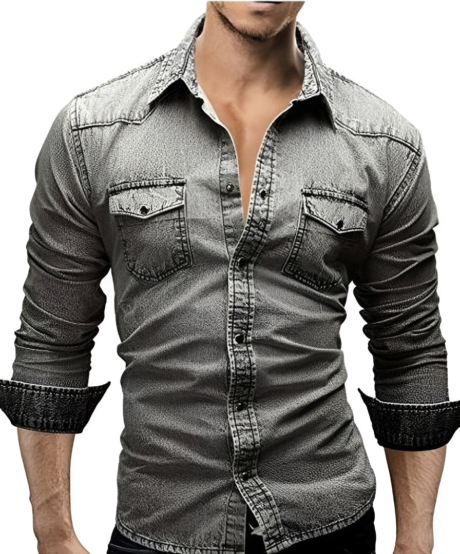 Arjun - Chemise en jean pour homme - manches longues style décontracté