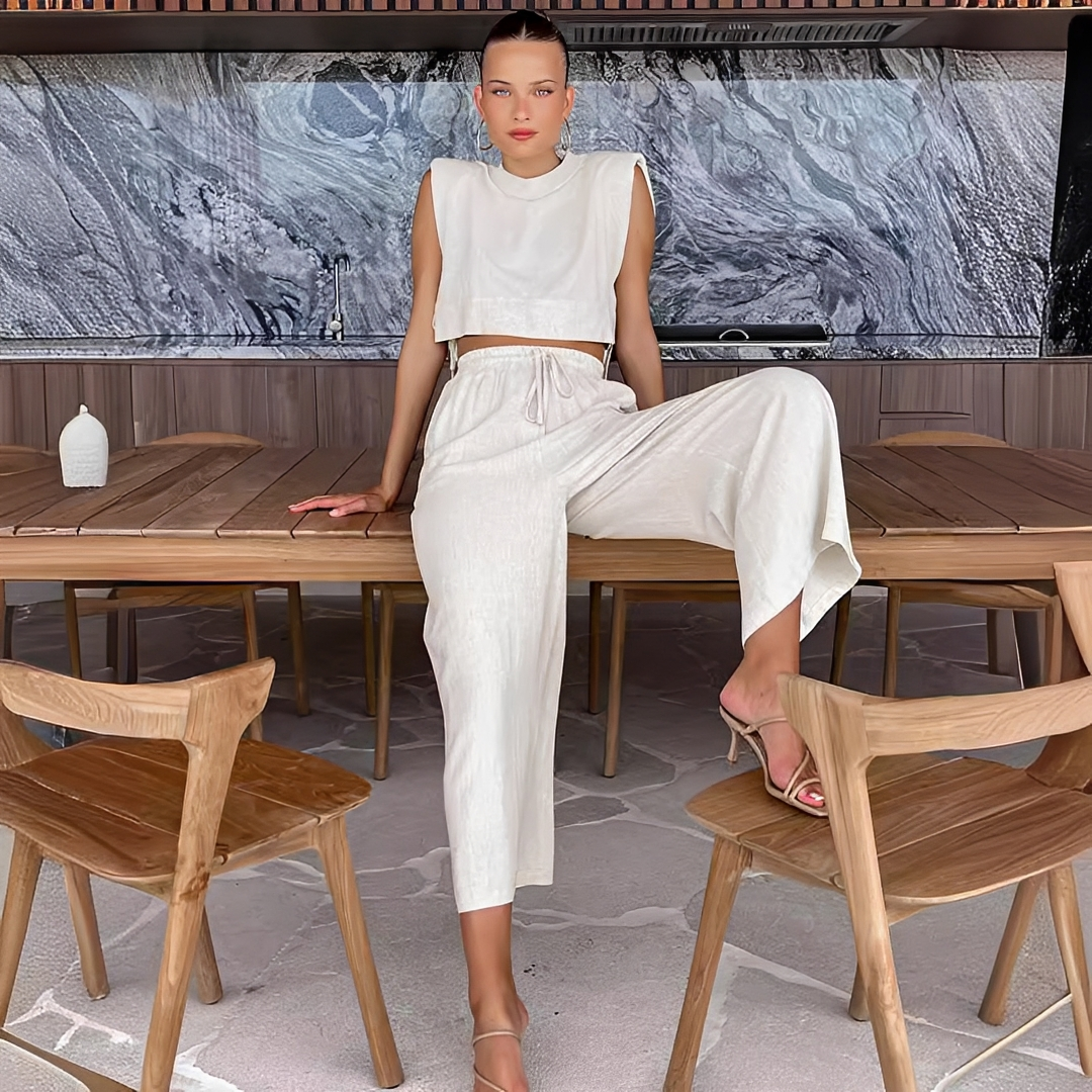 Meavel - Ensemble pantalon large à la mode et haut