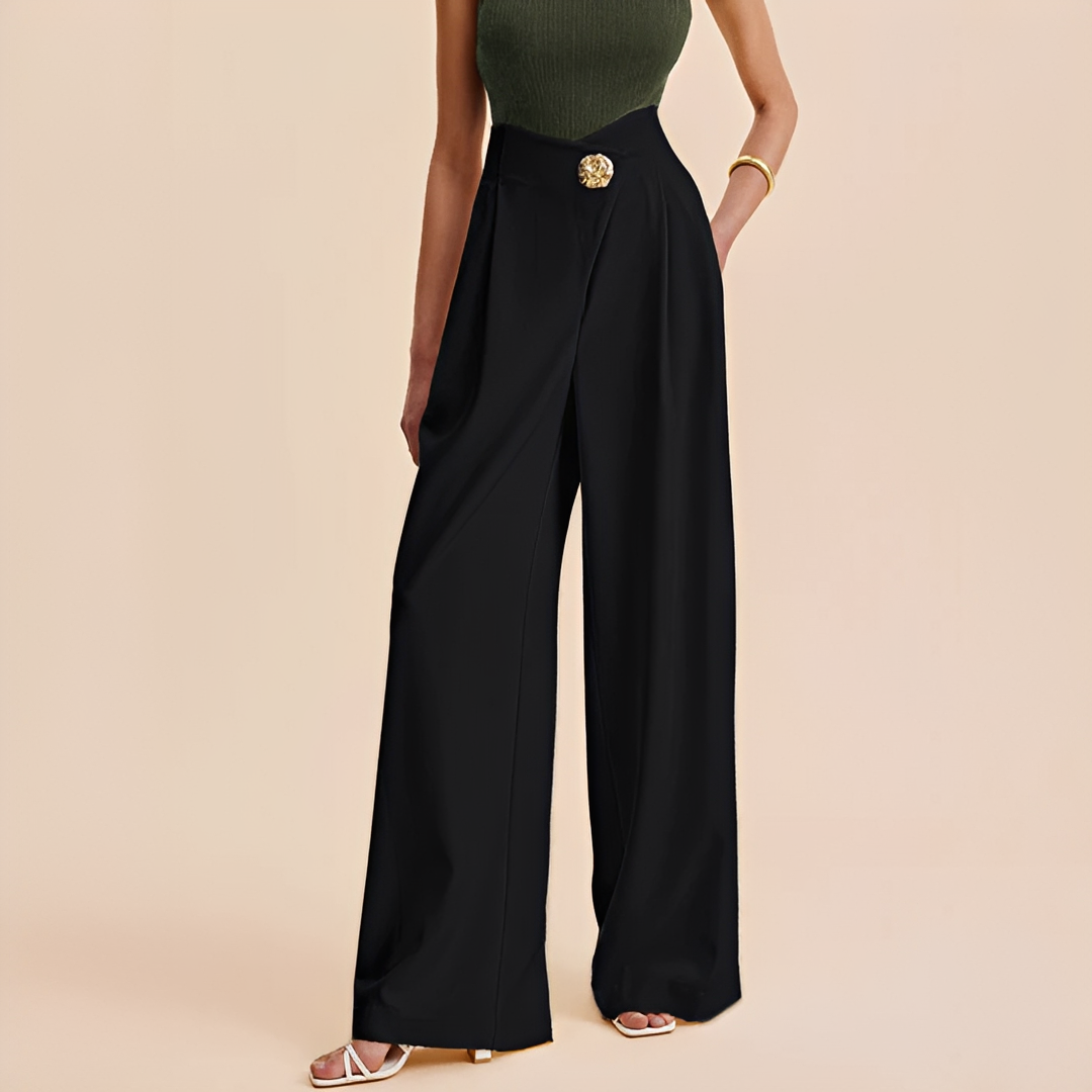 Joyce - Pantalon large taille haute