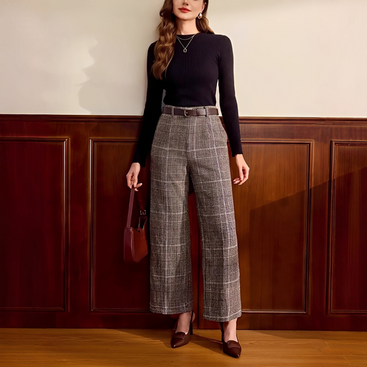 Christabel - Pantalon à Carreaux Taille Haute