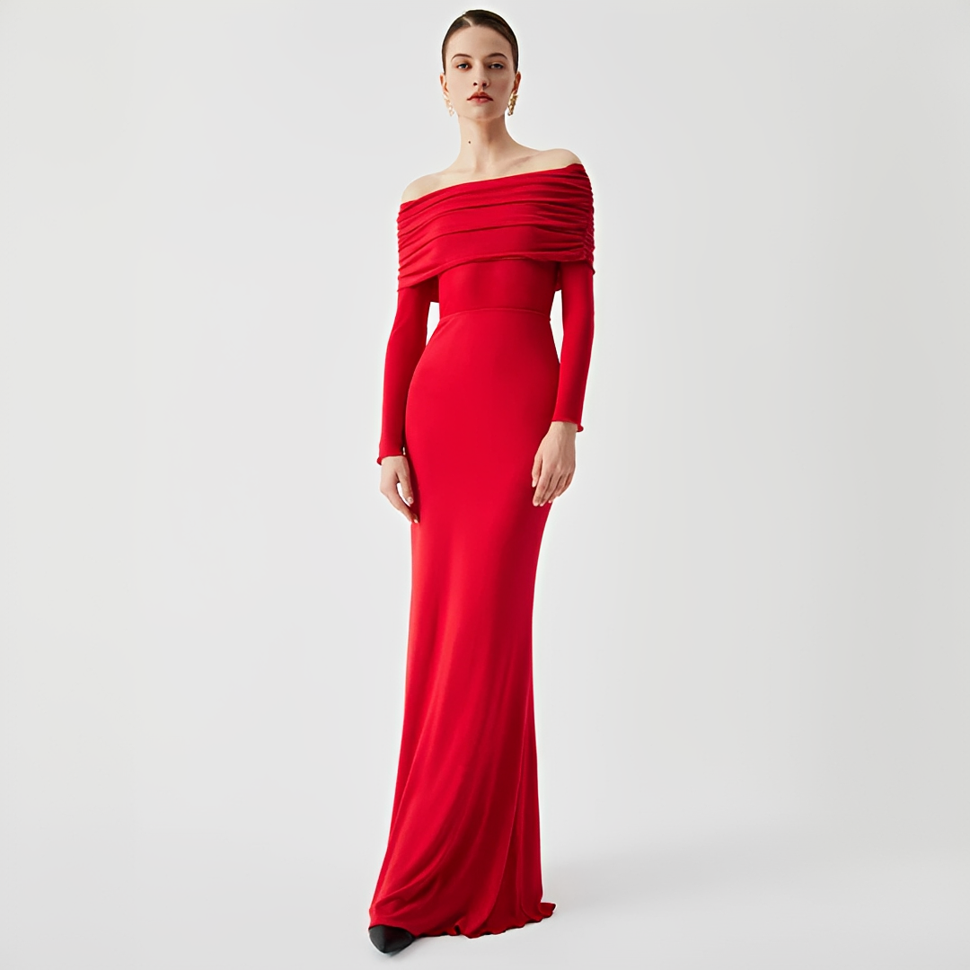 Ermanda - Élégante robe longue épaules dénudées