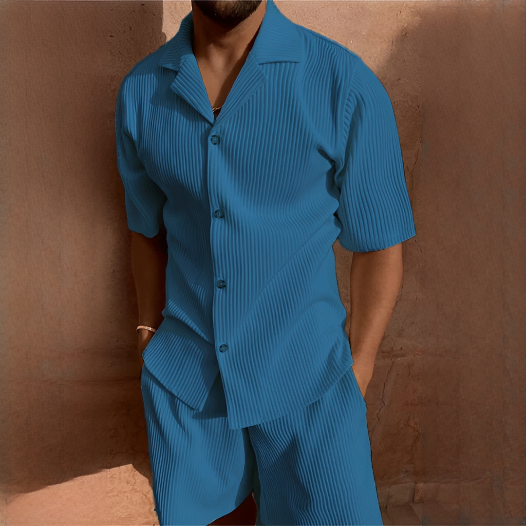 Junmar - Ensemble chemise et short homme décontracté