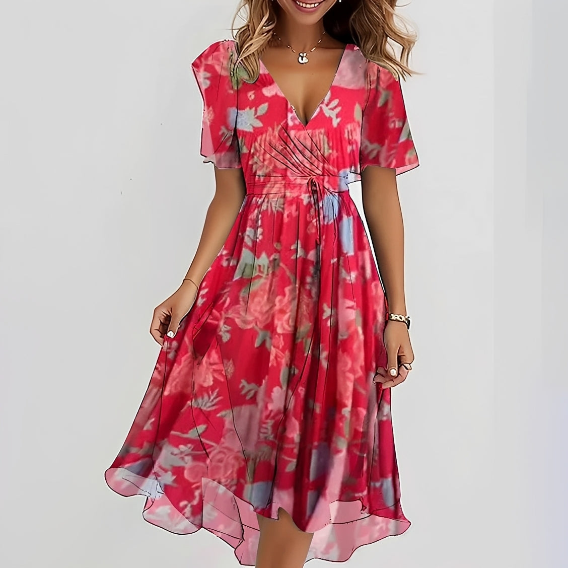 Emelia - Robe en tissu léger à motifs floraux