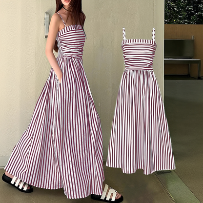 Cindy - Élégante Robe Maxi à Rayures