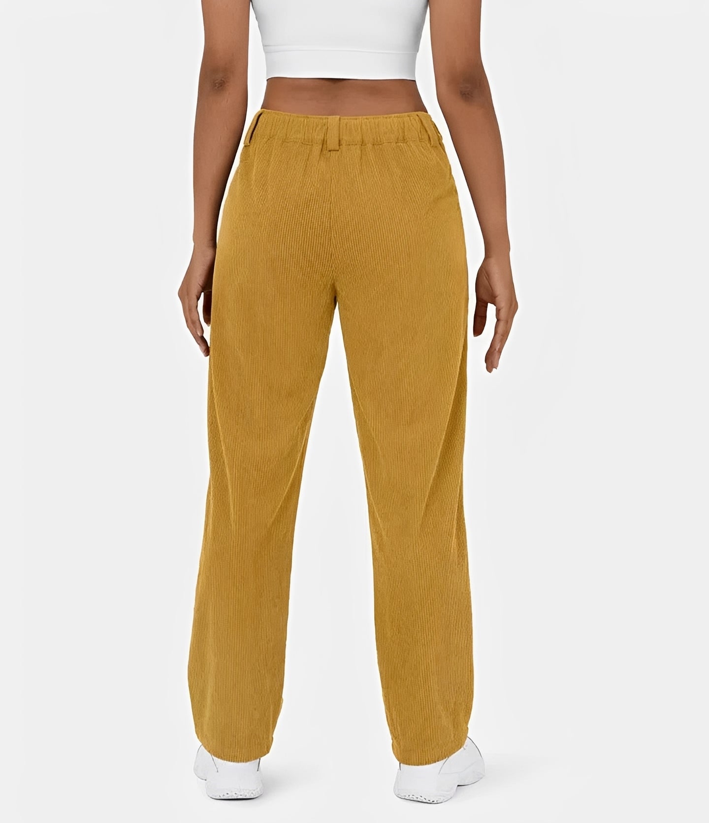 Liana - Pantalon taille haute à texture en relief, coupe décontractée