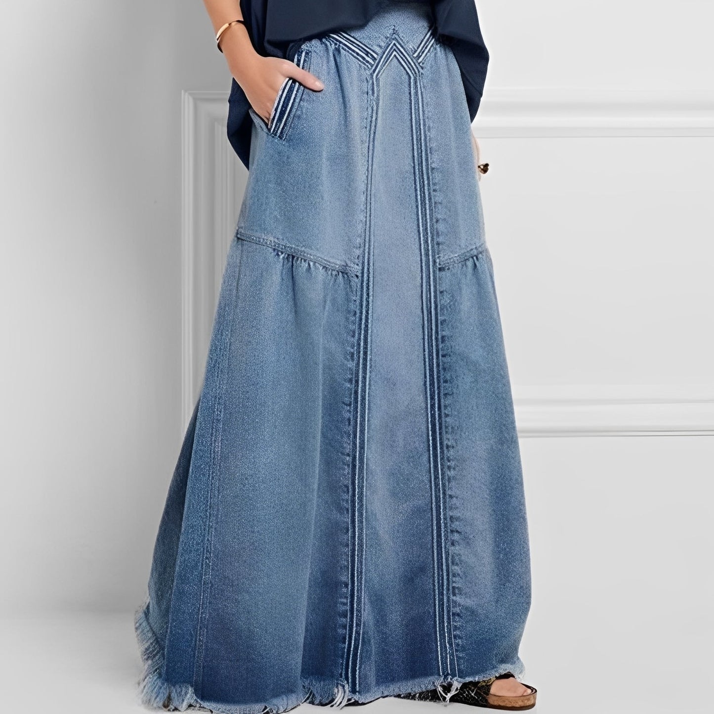 Nella - Jupe chic en denim avec poche pour femmes
