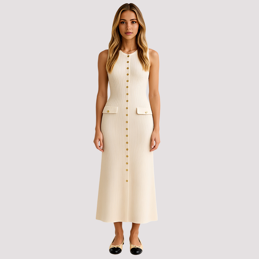 Jorja - Robe Midi Chic avec Boutons
