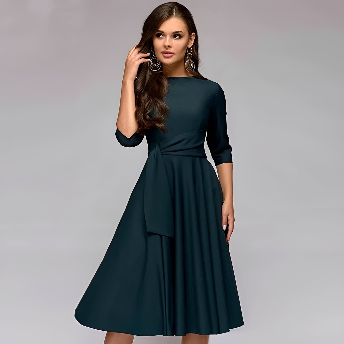 Sameer - Robe midi simple et décontractée