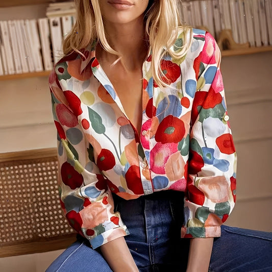 Tina - Blouse Florale Élégante avec Manches Longues