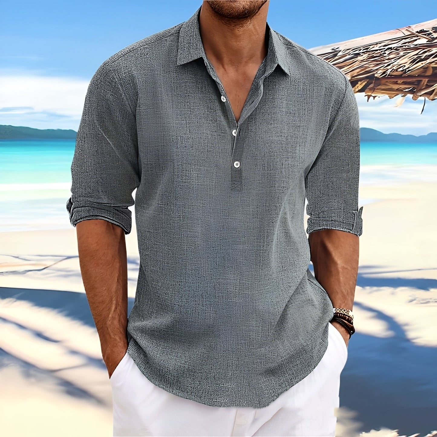 Ricky – Chemise homme à manches longues – parfaite pour des journées chaudes et confortables