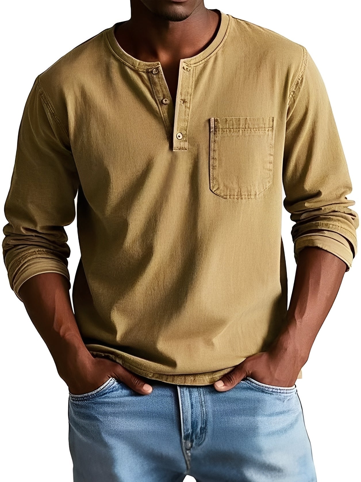 Steve - Chemise homme à manches longues, style relax