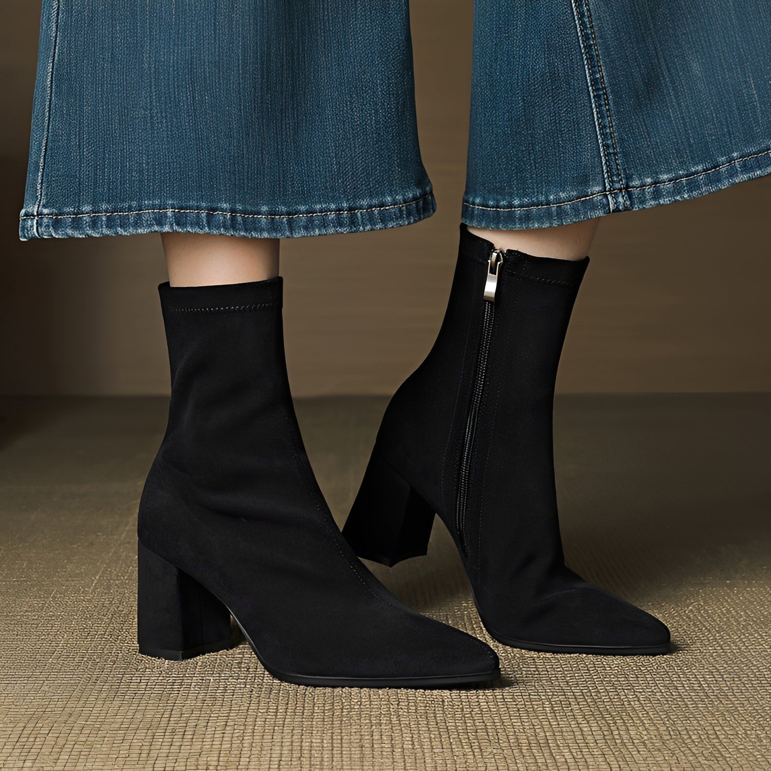 Mikayla - Bottes à Talons Confortables avec Fermeture Éclair