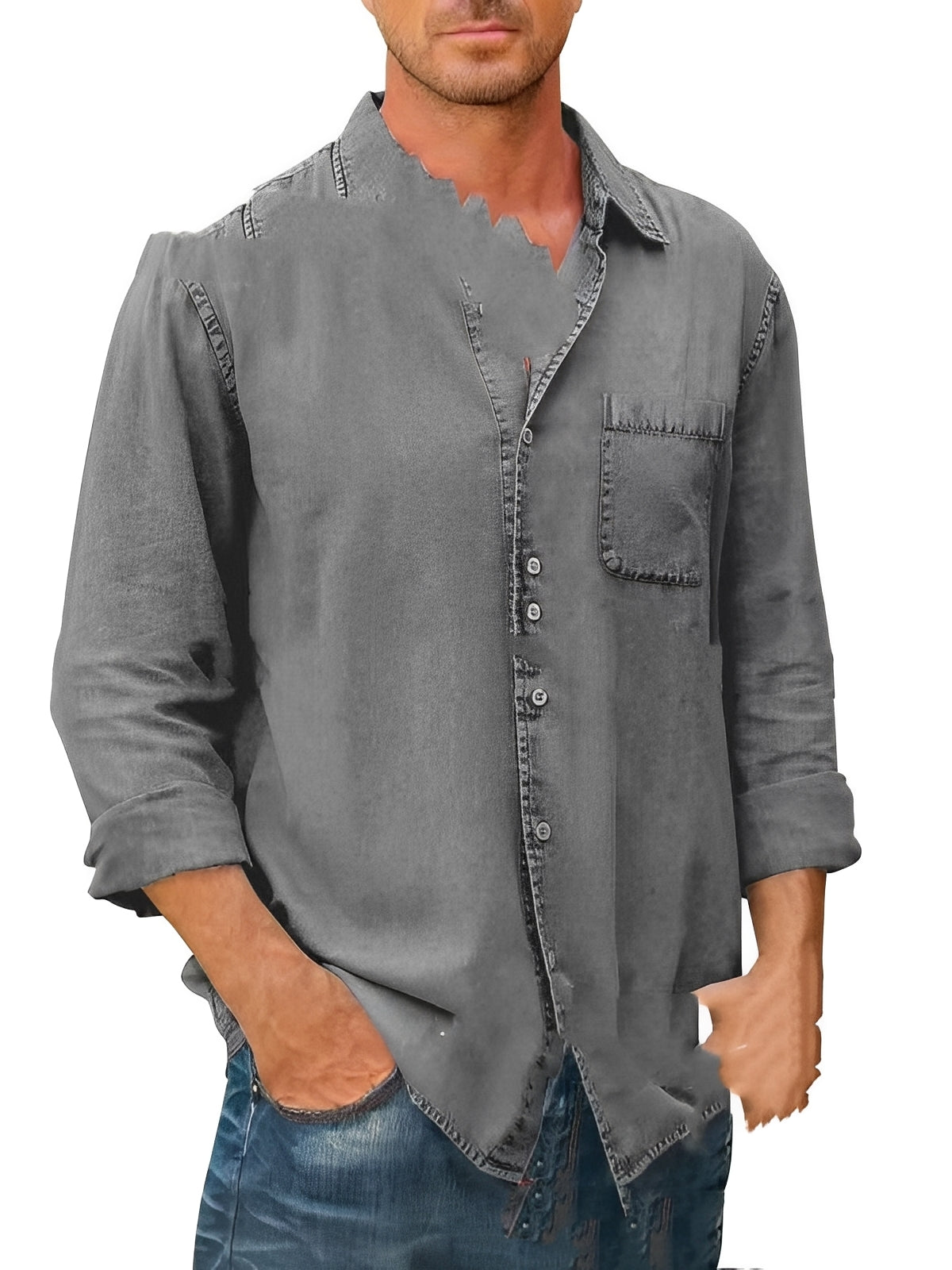 Alfie - Chemise à manches longues au style vieilli